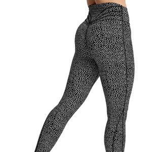 Black Polka Dot Aoxjox XL High Waisted Workout Leggings